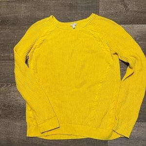 Talbots Yellow Cable-Trim Crewneck Sweater